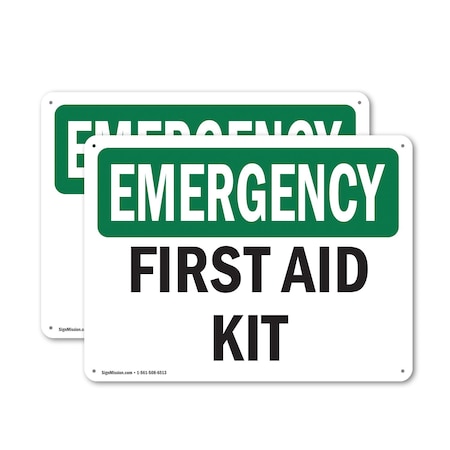 Signmission First Aid Kit, 14 in W x Rectangle, Aluminum OS-2PACK-EM-A-1014-L-10376